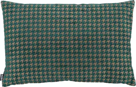 Х.ОК.К. Подушка декоративная "Шабаш", с узором "гусиные лапки", чехол на подушку с наполнителем, 1 шт H.O.C.K. 40х60 см, зеленый/золотой