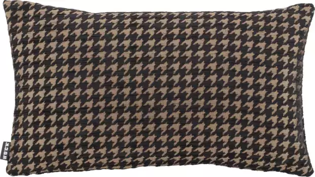 Х.ОК.К. Подушка декоративная "Шабаш", с узором "гусиные лапки", чехол на подушку с наполнителем, 1 шт H.O.C.K. 30х50 см, черный/золотой