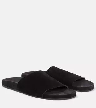 Хью замшевые шлепанцы The Row, черный