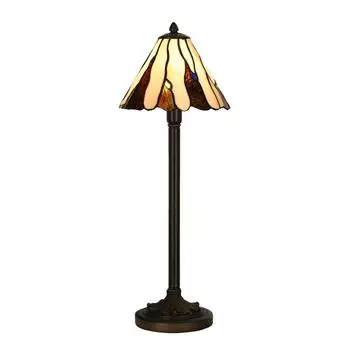 HAES DECO - Настольная лампа Tiffany 20x60 cm бежево-коричневое стекло Tiffany Настольная лампа, бежевый