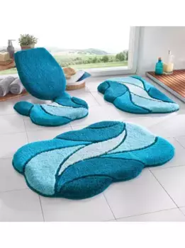 Хагеманн коврик для ванной Hagemann Коврик для туалета волнообразной формы с вырезом (50х50 см), цвет ozean