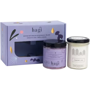 Hagi набор: скраб для тела, 300 г + соевая свеча зимний лес, 120 г