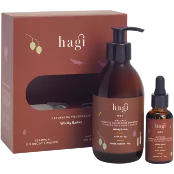 Hagi Whisky Barber набор: шампунь для бороды и усов, 300 мл + масло для бороды и усов, 30 мл