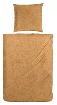 Hahn тонкое льняное постельное белье золотисто-желтые цветы 135х200 см + 80х80 см PRIMERA