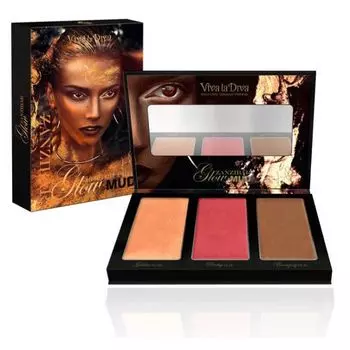 Хайлайтер Zandibar Glow Mud Paleta de Iluminadores y Coloretes Viva La Diva, Multicolor