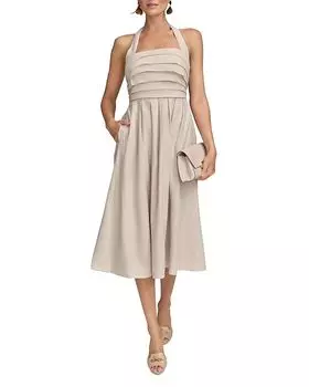 Хайтеровое платье миди Donna Karan, коричневый/бежевый