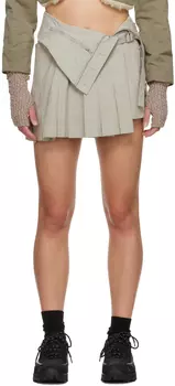 Хаки Мини-юбка со складками Hyein Seo