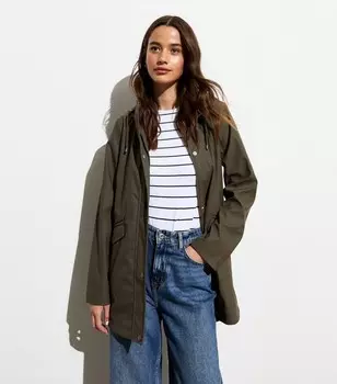 Хаки Плащ без подкладки с капюшоном New Look, хаки