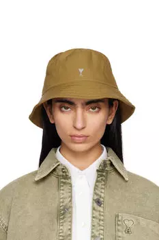 Хаки-Шляпа-ведро Ami de Coeur из твила с заклепками AMI Paris