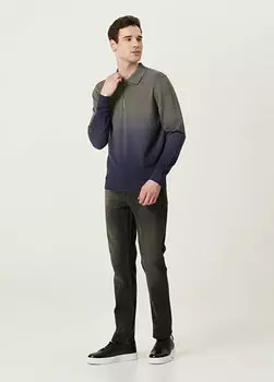 Хаки свитер с воротником-поло с градиентом Network