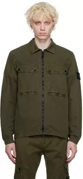 Хаки-жакет с эффектом потертостей Stone Island