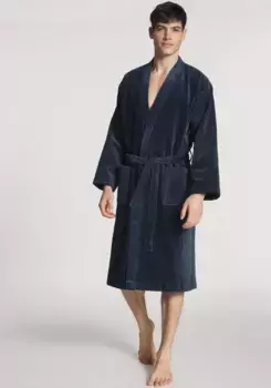 Халат CALIDA "После душа", из мягкого бархатистого велюра, синий
