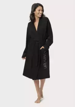 Халат Calvin Klein с вертикальной надписью-логотипом, черный