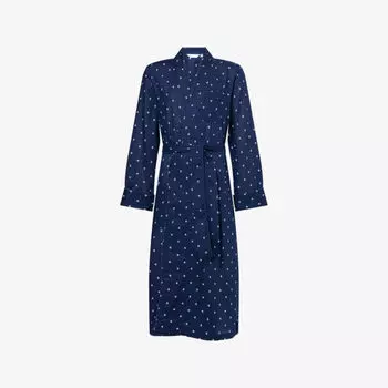 Халат Derek Rose Nelson с графическим принтом, синий