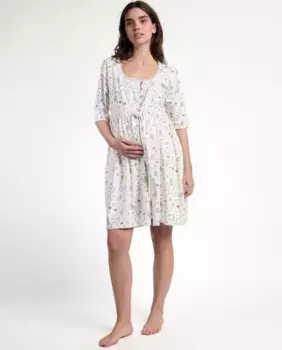 Халат для беременных с французскими рукавами из хлопкового трикотажа экрю Disney, цвет Crudo