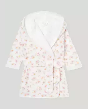 Халат для девочки с цветочным принтом Cotton Juice, белый