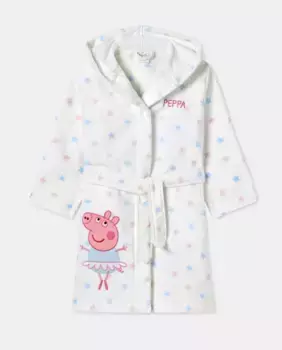 Халат для девочки с принтом "Пеппа-балерина" Cotton Juice, белый