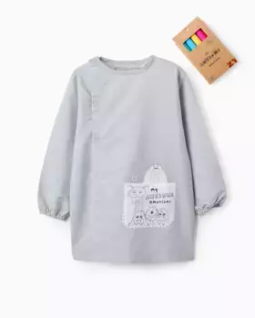 Халат для мальчика на тему эмоций с набором фломастеров Zippy, светло-зеленый