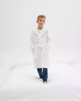 Халат для мальчика с морским принтом по всей поверхности Cotton Juice, белый