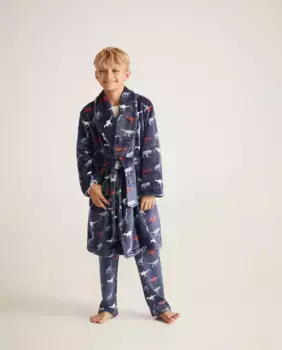 Халат для мальчика с принтом Cotton Juice, синий