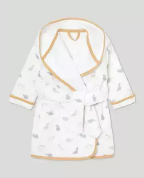 Халат для мальчика с принтом динозавров Cotton Juice, белый
