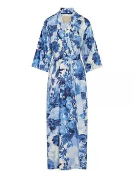 Халат ESSENZA Long Bathrobe Jula Leila, цвет navy/cobalt blue/azure/light blue