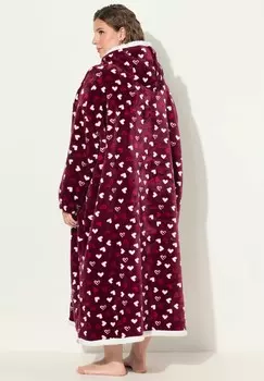 Халат GEOMETRIC PATTERN HOODED BLANKET PONCHO Ulla Popken, бордовый