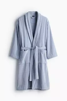 Халат H&M Home Cotton Terry, светло-голубой