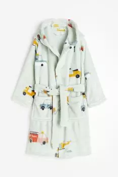 Халат H&M Home Fleece Vehicles, светло-зеленый