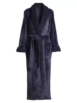 Халат из искусственной овчины из шерпы Natori, темно-синий