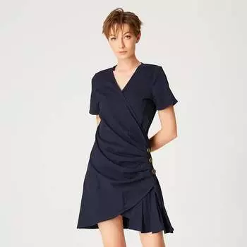 Халат из поплина с асимметричной драпировкой S&J Weekends, синий