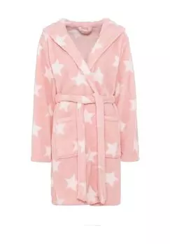 Халат, капюшон, передние карманы, женский LASCANA, цвет Ltrose Stars