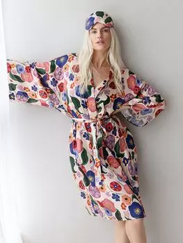 Халат-кимоно Rewriting Fiorello с абстрактным цветочным принтом, розовый/многоцветный