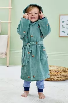 Халат махровый с вышивкой «Трактор» Jojo Maman Bb, хаки