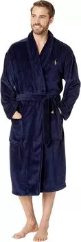Халат Microfiber Plush Long Sleeve Shawl Collar Robe Polo Ralph Lauren, цвет Cruise Navy/Basic Gold Pony Print