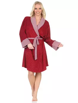 Халат NORMANN Frottee Morgenmantel langarm Bndchen Tupfen Optik, цвет Allover