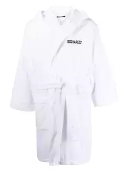 Халат с капюшоном и логотипом DSQUARED2, белый
