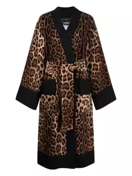Халат с леопардовым принтом DOLCE & GABBANA, коричневый