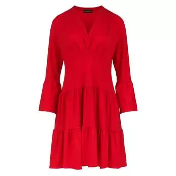 Халат с рюшами из джерси румянового цвета Conquista, красный