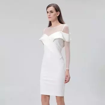 Халат с вырезом и вырезом из джерси и тюля Smart And Joy, белый