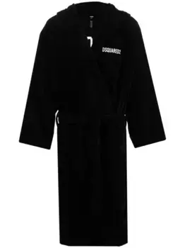 Халат с вышитым логотипом DSQUARED2, черный