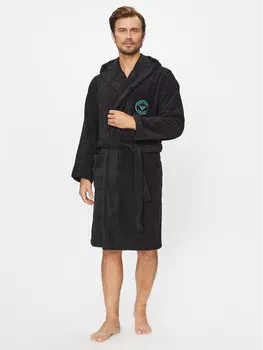 Халат стандартной посадки Emporio Armani Underwear, черный