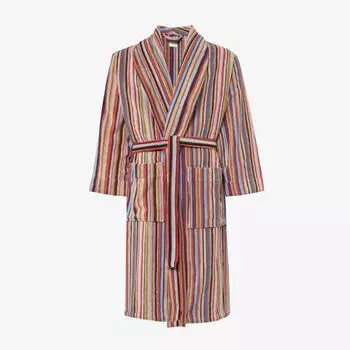 Халат свободного кроя из хлопкового джерси в фирменную полоску Paul Smith, мультиколор
