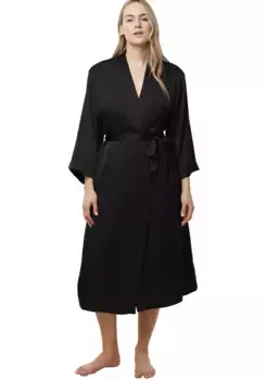 Халат Триумф "Robes Satin Robe 01" (2 шт., с поясом), халат-кимоно из атласа, слегка блестящий Triumph, черный