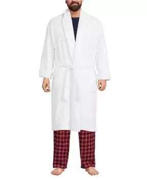 Халат турецкий махровый до середины икры для высоких и полных Lands' End, белый