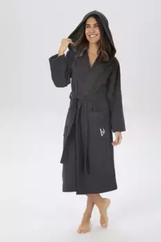 Халат унисекс Bruno Banani "Робби" (1 шт.), женские и мужские халаты, 100% хлопок, с карманами, S-3XL, антрацит