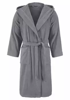 Халат унисекс Bruno Banani "Робби" (1 шт.), женские и мужские халаты, 100% хлопок, с карманами, S-3XL, серый