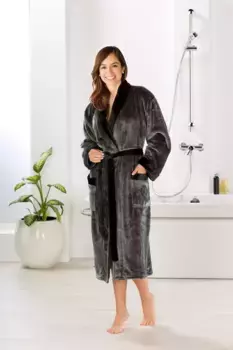 Халат унисекс Gzze "Silk Feeling" (1 шт.), женский и мужской, с элегантным блеском, длинный, антрацит