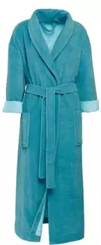 Халат унисекс Gzze "Турин" (1 шт.), мужской и женский, с поясом и двумя накладными карманами, длинный, цвет Petrol