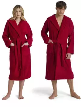 Халат унисекс Mve "Капюшон Superwuschel" (1 шт.), однотонный, цвет Ruby